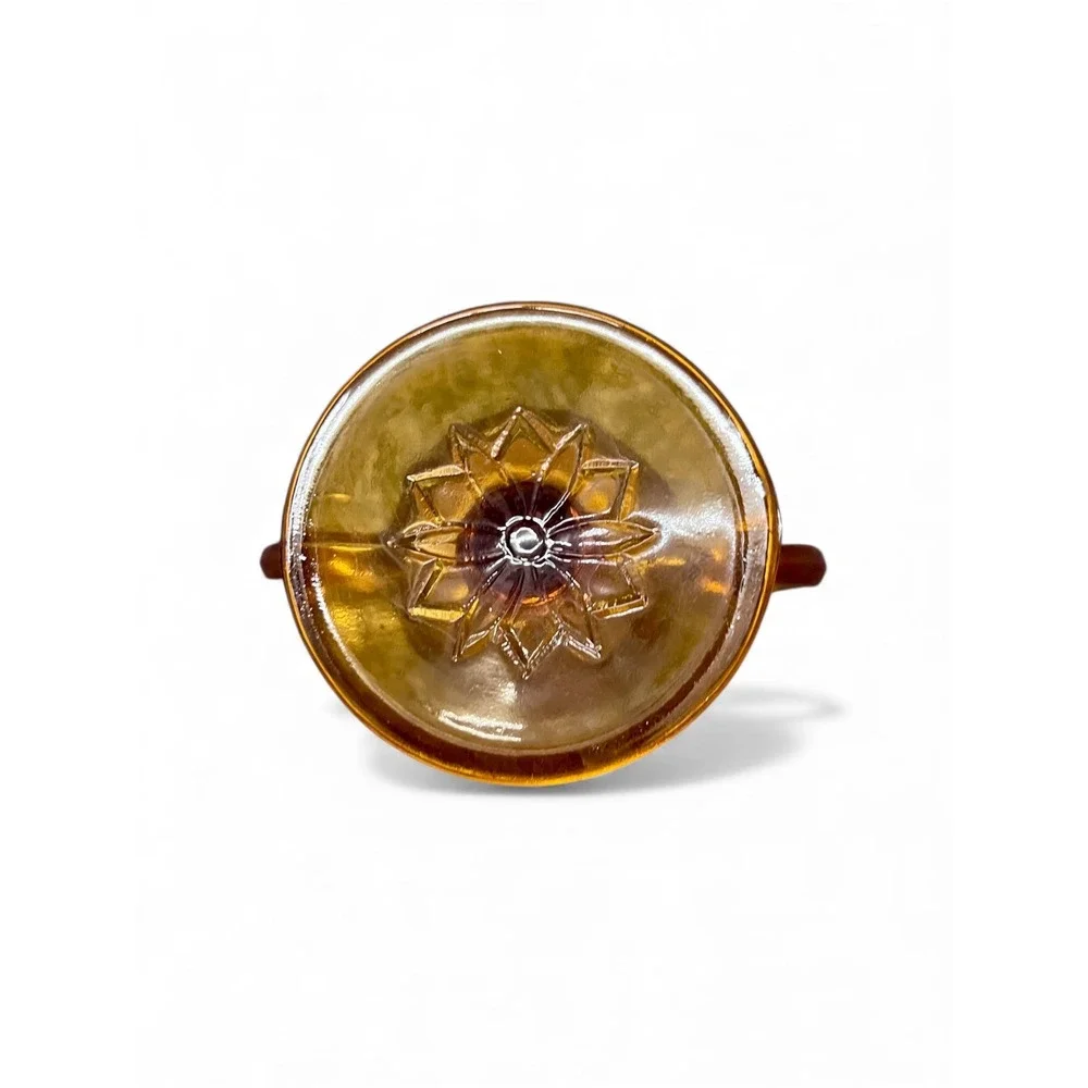 Vintage Tiara Amber Glass Pedestal Sugar Bowl Candy Dish Pressed Glass